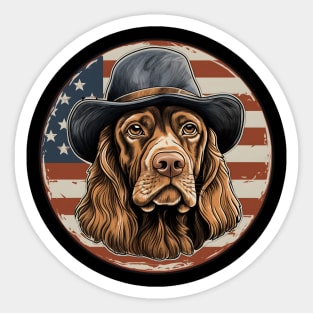 Patriotic Clumber Spaniel Sticker